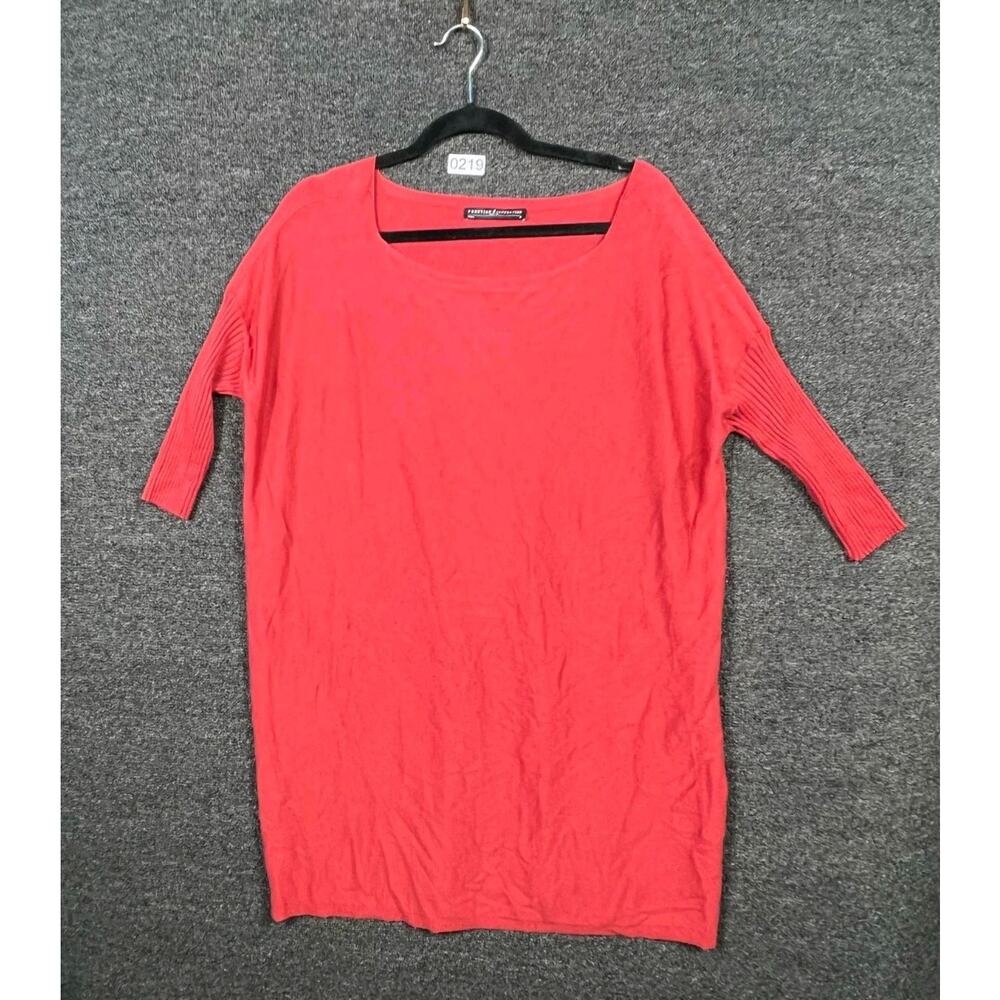 Peruvian Connection Oversized Long Sweater Women's M Red 3/4 Sleeve PERU MADE